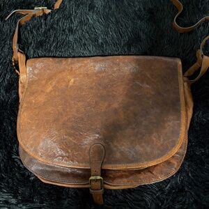 Vintage Club Monaco Distressed Leather Messenger
